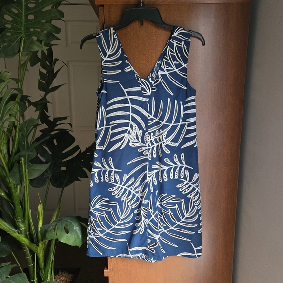 Halogen Blue and White Leaf Print Mini Dress - Picture 2 of 4